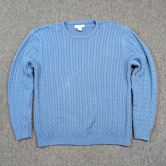 Preswick & Moore Vintage Cable Knit Sweater L Blue Cotton Preppy Old Money Style — photo 2